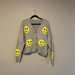 Grey smiley face cardigan